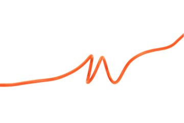shape or force orange wire cable of usb and adapter into a curve or angle isolated on white background.Electronic Connector.Selection focus.
