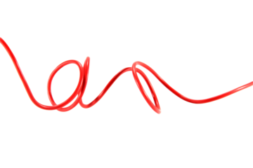 shape or force orange wire cable of usb and adapter into a curve or angle isolated on white background.Electronic Connector.Selection focus.