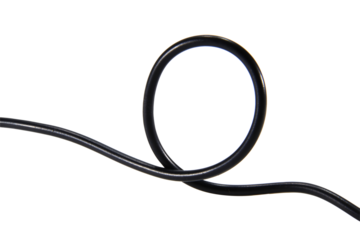 Black wire cable of usb and adapter isolated on white background.Electronic Connector.Selection focus.