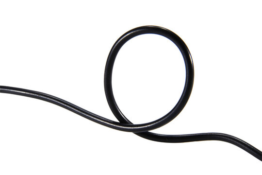 Black wire cable of usb and adapter isolated on white background.Electronic Connector.Selection focus.