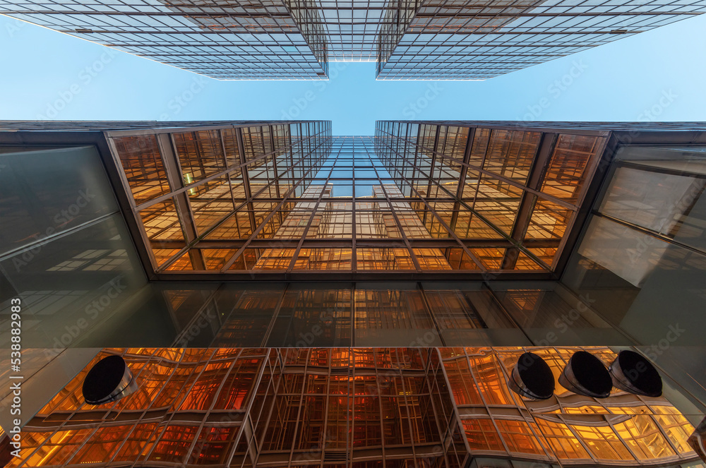 Aufkleber Exterior of modern architecture. Building abstract background