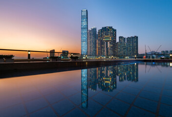 Skyline of downtown district of Hong Kong city at dusk - 538882935