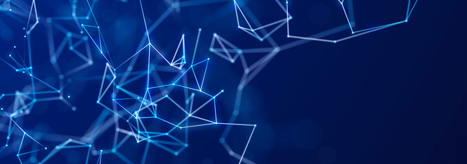 Technology background. Honeycomb concept. Big data. Hexagonal space with connected dots and lines. 3d