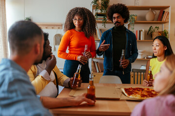 Friends bonding at home on weekend.