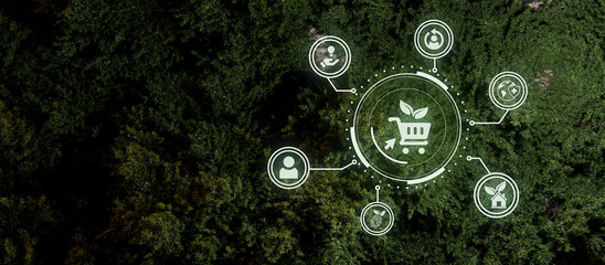 Ecommerce Nature Illustration Concept Related To Green And Sustainable Company, Brand Identity, Eco-friendly Product, Environmental Consciousness, Corporate Mission