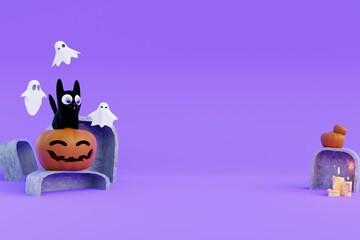 halloween pumpkin and ghost