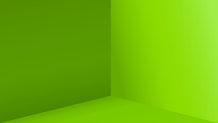 Green corner, product display stand mock-up, presentation stage display, vector illustration