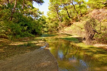 Stream at the seven springs epta piges in Rhodes island in Greece