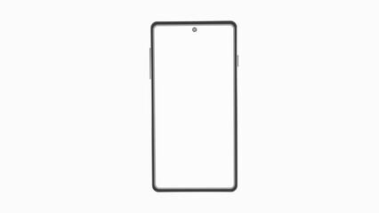 Realistic modern smartphone with white blank screen isolated on white bacckground. Marketing, business, web, app, advertising. 3D render