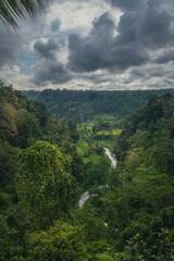 Jungle viewpoint with river in Sidemen, Bali