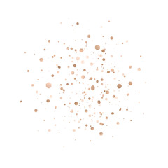 Placer bronze gold glitter confetti on white background. Vector
