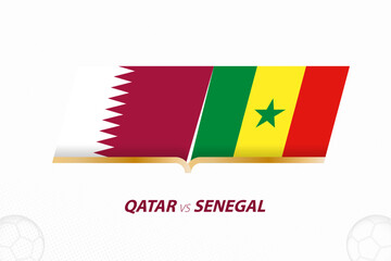 Qatar vs Senegal in Football Competition, Group A. Versus icon on Football background.