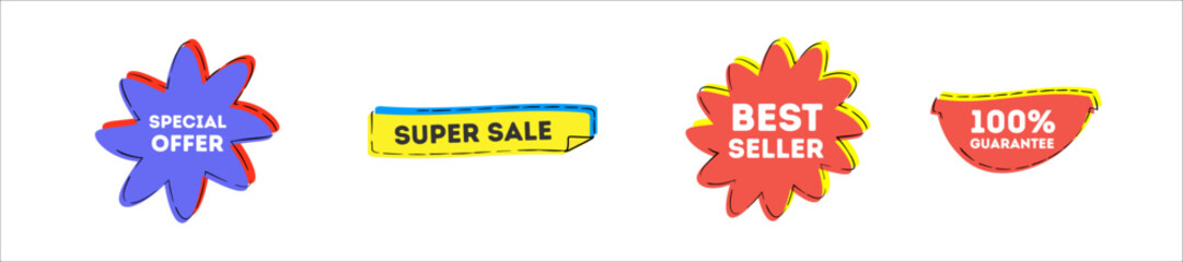 Realistic red price tags collection. Set ribbon banner. Retail paper sticker. Best choice tags, vector red labels. Set labels with inscription sale