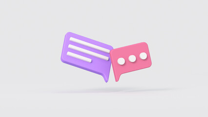 Two message bubbles 3D render