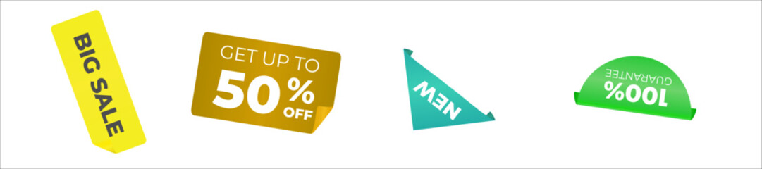 Special offer tag collection. Set ribbon banner. Promotion price label mega sale. Vector flat illustrations. Vector illustration