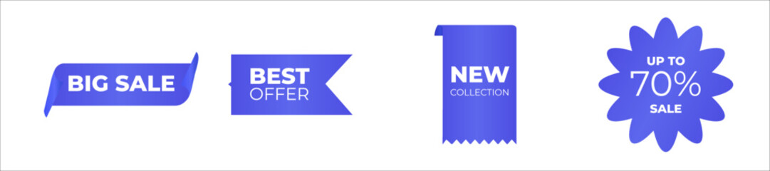 Realistic red price tags collection. Special offer or shopping discount label. Promotional sale badge. Vector flat illustrations. Set labels with inscription sale