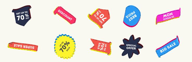 Set of transparent geometric vector banners. Set ribbon banner. Ribbon sale banners isolated. set of banner elements for website. Best choice 3d ribbon banners