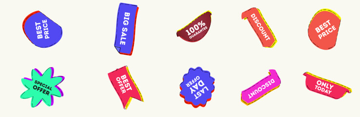 Special offer tag collection. Price tags vector collection. Retail paper sticker. Discount label design. Best choice 3d ribbon banners