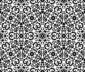 Decorative seamless ornament. Vintage wallpaper, lace vector pattern. Black and white. Vector illustration. For fabric, tile, wallpaper or packaging.