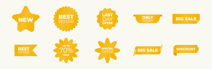 Sale Label collection set. Special offer or shopping discount label. Retail paper sticker. Best choice tags, vector red labels. Vector illustration