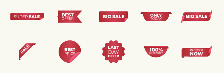 Special offer tag collection. Set ribbon banner. Promotion price label mega sale. Discount label design. Set labels with inscription sale