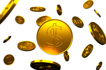 The texture of gold dollar coins.