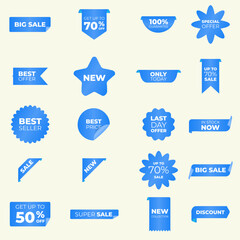 Realistic red price tags collection. Set ribbon banner. Promotion price label mega sale. Vector flat illustrations. Set labels with inscription sale