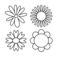 Flowers icon. Hand drawn simple black outline vector illustration clip art in doodle style, isolated on white background