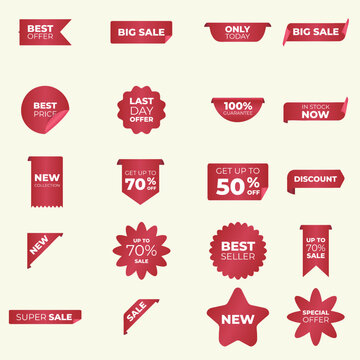 Set of vector tags or labels. Sale tag set. Promotion price label mega sale. set of banner elements for website. Best choice 3d ribbon banners