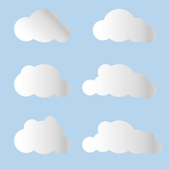 Cloud. Abstract white cloudy set isolated on blue background. Vector illustration. Vector illustration