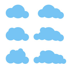Cloud. Abstract white cloudy set isolated on blue background. Vector illustration. Vector illustration