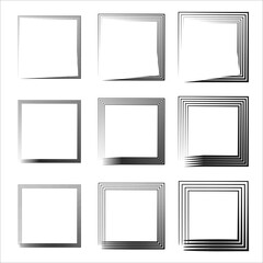 Hand drawn frames. borders set. Set of grunge square. Grungy old texture. Vector illustration