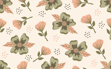 floral seamless pattern with flowers and plants.