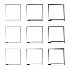 Grunge frames vector set. Grunge ink illustration. Set of design elements. Vector black painted squares. Hand drawn brush strokes