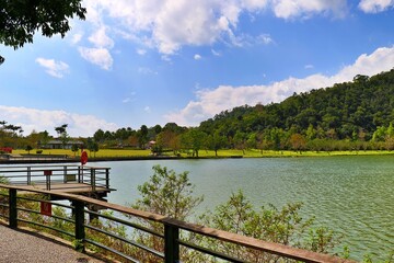 A relaxing lakeside walk, located at Longtan Lake in Yilan County.
