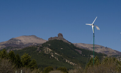 Fototapeta na wymiar wind power. town of meliquina with clean energy such as wind turbines