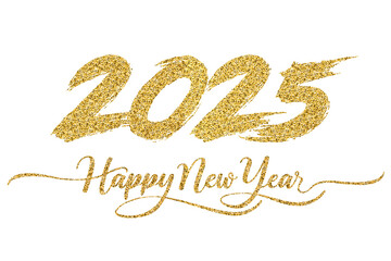 2025 Happy New Year in golden design, Holiday greeting card design.
