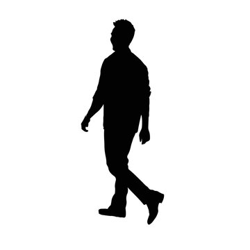 vector silhouette of people walking  black color isolated on white background