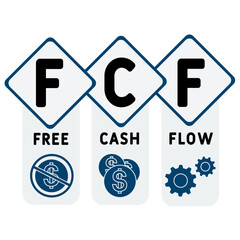 FCF - Free cash flow acronym. business concept background. vector illustration concept with keywords and icons. lettering illustration with icons for web banner, flyer, landing pag