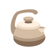 Vector illustration of Japanese cultural symbols. Brown Japanese teapot icon isolated on a white background.