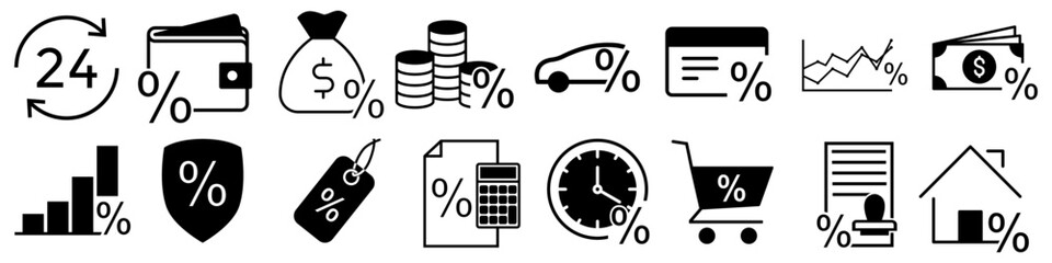 Interest rate line icon vector set. discount illustration sign collection. Credit symbol. Investment logo.