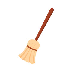 Isolated Witch's Broom Flat Icon. Broom Vector Elements Can Be Used For Design Concepts
