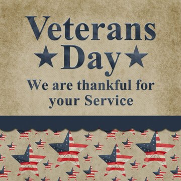 Veterans Day sign with retro US flag stars