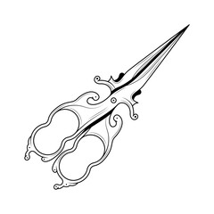 Abstract Doodle Element Hand Drawn Scissors Haircutting Hairdresser Tool Barbershop Sketch Vector Design Style Background Illustration Cartoon