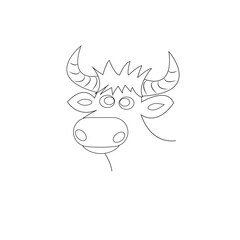 Vector image of a cow's head with horns.