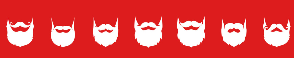 Santa beards and mustache collection. Santa Claus vector graphic