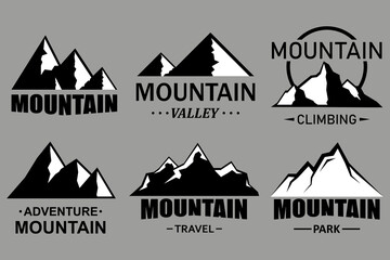 Mountain logo label design vector in flat style