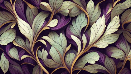 very elaborate dense foliage art nouveau pattern