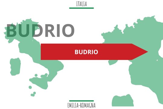 Budrio: Illustration mit dem Namen der italienischen Stadt Budrio