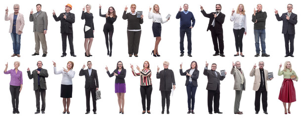 group of businessmen showing thumbs up isolated